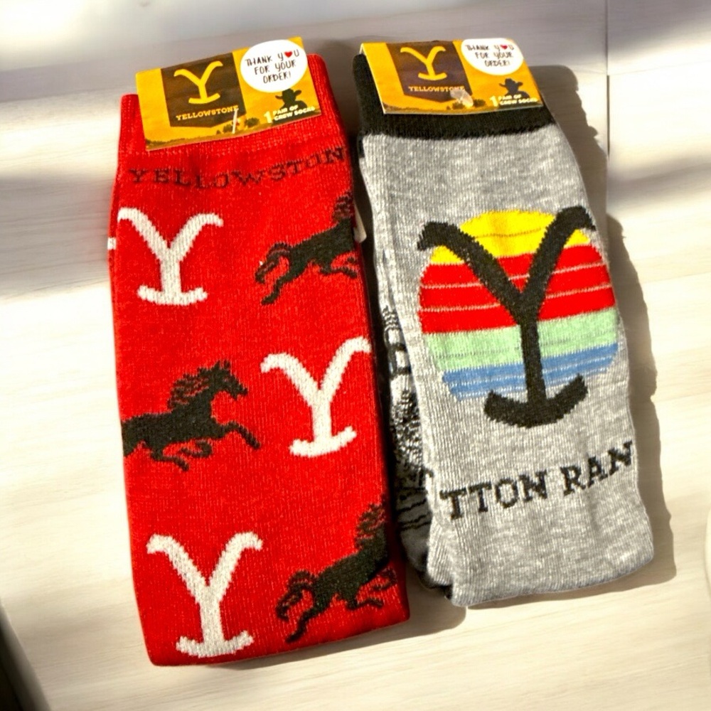 Men's Yellowstone Red and Gray Socks Set size 6-12